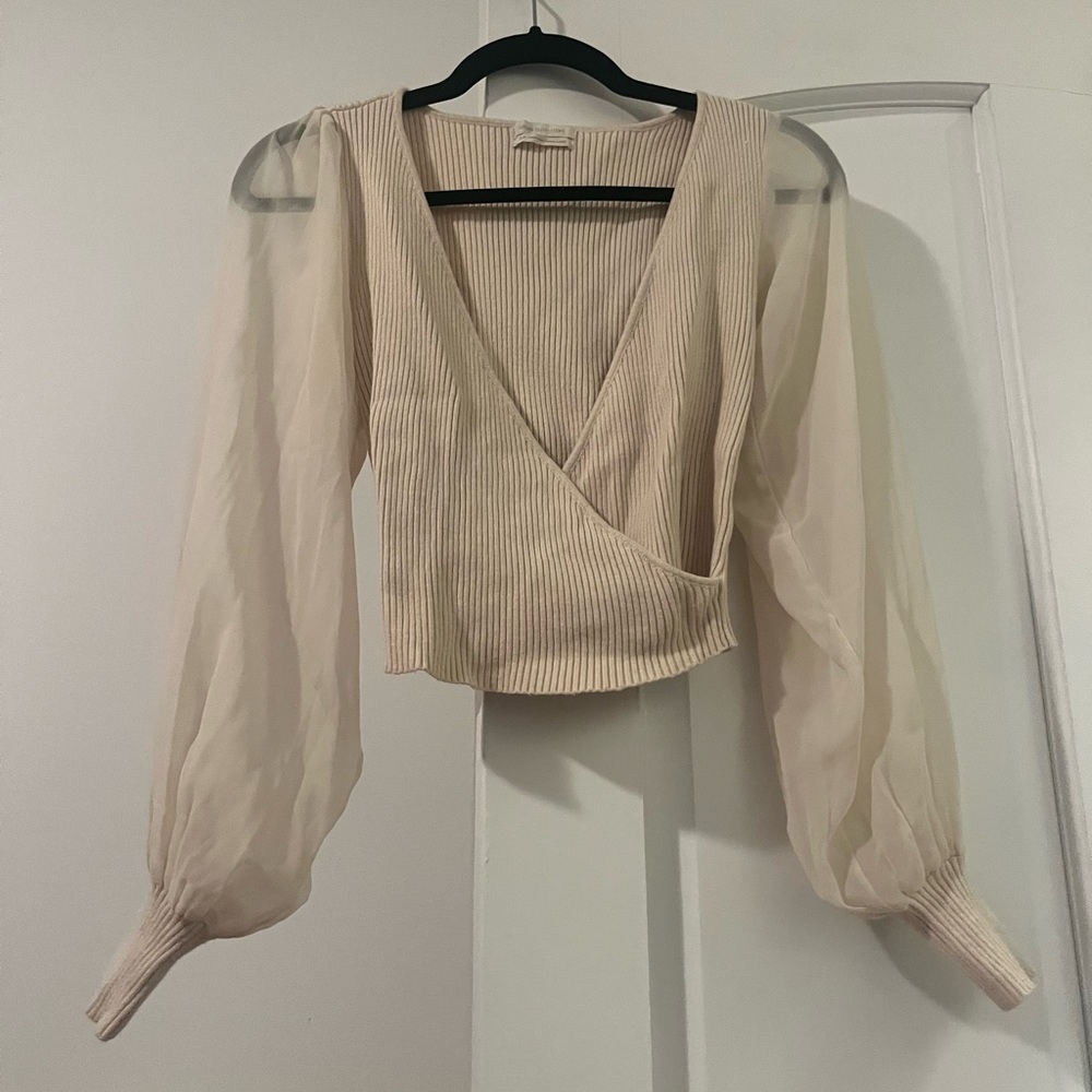 Urban puff sleeve oatmeal shirt size small